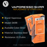 Vaporesso SKRR Replacement QF Strips Coils 0.15 ohm (3PCS/Pack)