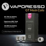 VAPORESSO GT Meshed Coils 0.18 ohm (3PCS/Pack)